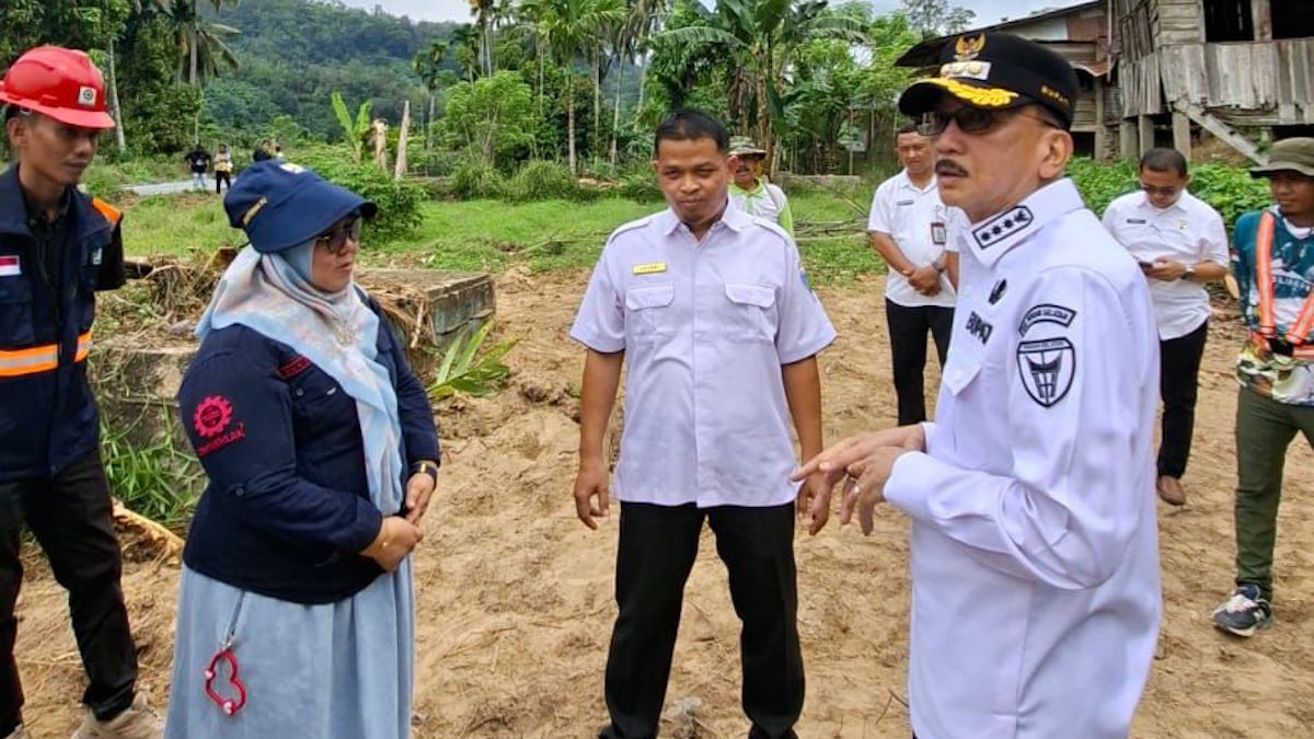 Bupati Pessel Hendra Joni mengecek pembangunan jembatan Koto Pulai. (dok. istimewa)