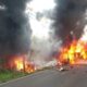 Kondisi bus ALS yang terbakar di Muratara. (dok. istimewa)