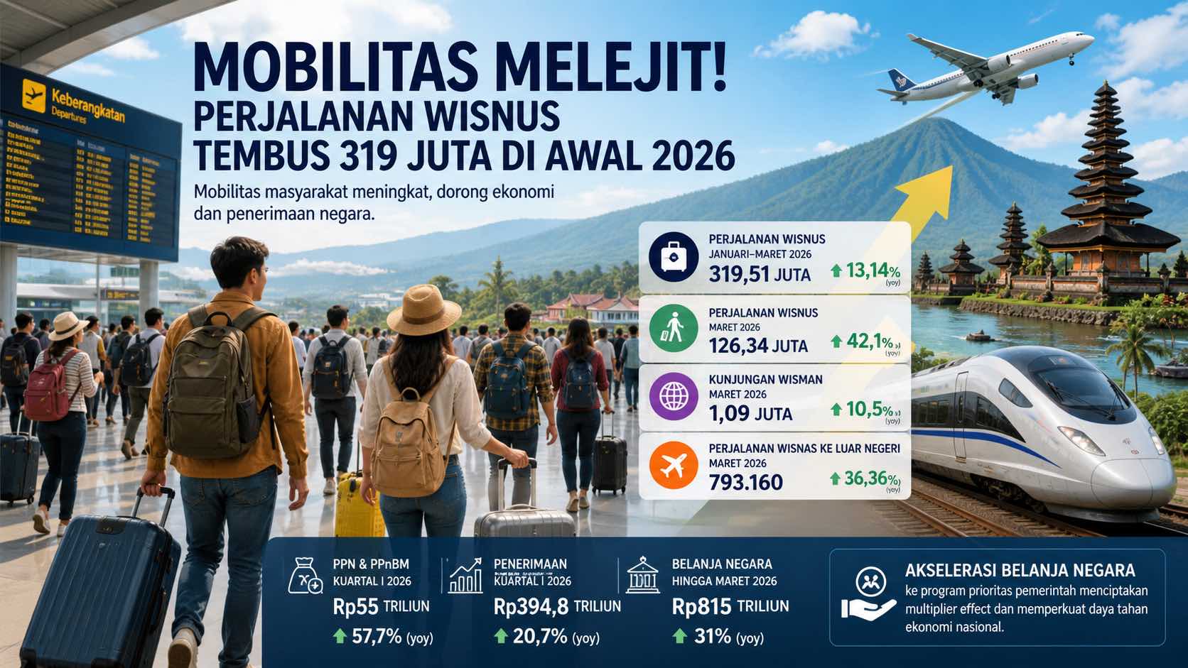 Ilustrasi data BPS untuk perjalanan wisnus. (dibuat dengan ChatGPT)