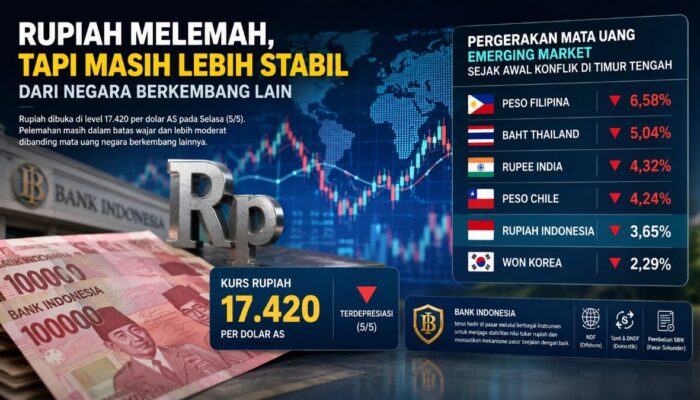 Rupiah Melemah, Tapi Masih Lebih Stabil dari Negara Berkembang Lain