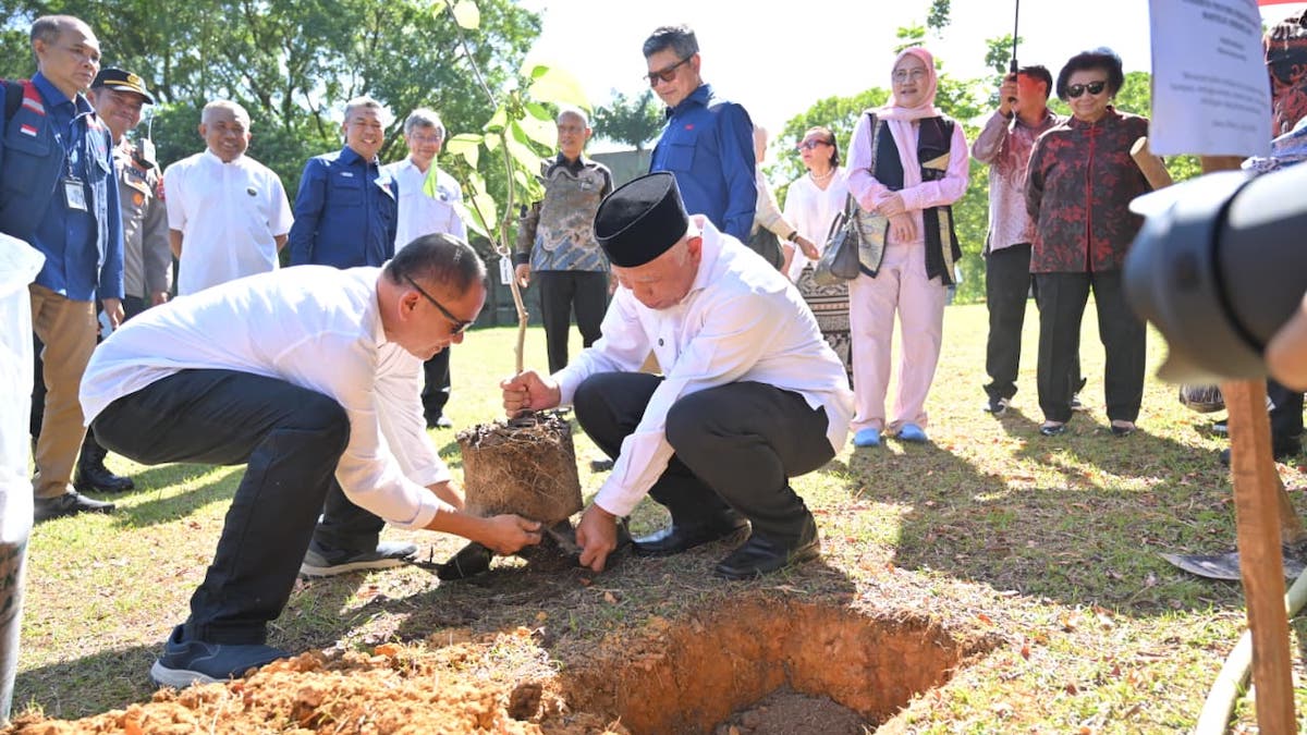 Gubernur Mahyeldi bersama kakak perempuan Presiden tanam pohon di Unand. (dok. istimewa)