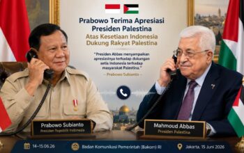 Presiden Prabowo Subianto dapat apresiasi dengan Presiden Mahmoud Abbas. (dibuat dengan ChatGPT)