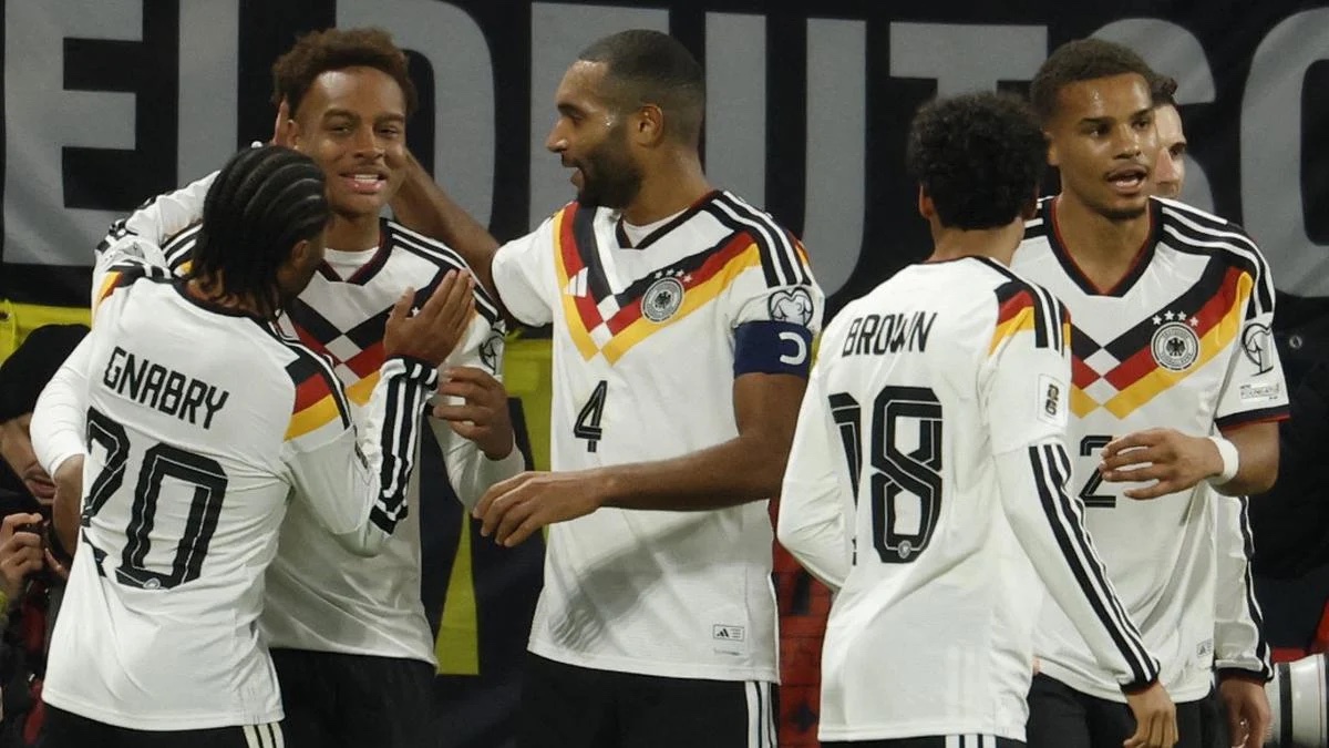 Selebrasi pemain Jerman usai gilas Curacao dengan skor telak 7-1. (dok. istimewa)