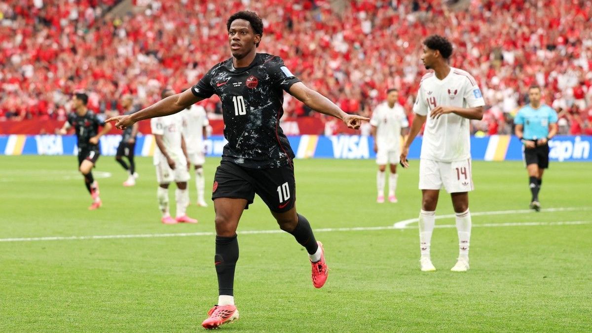 Selebrasi pemain Kanada Jonathan David. (dok. AFP)