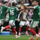 Julian Quinones merayakan gol pertama timnya dalam pertandingan sepak bola Grup A Piala Dunia 2026 antara Meksiko vs Afrika Selatan di Stadion Azteca Mexico City pada 11 Juni 2026. (Foto oleh Yuri CORTEZ / AFP)