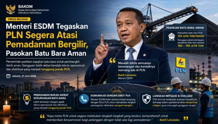 Menteri ESDM Tegaskan PLN Segera Atasi Pemadaman Bergilir, Pasokan Batu Bara Aman