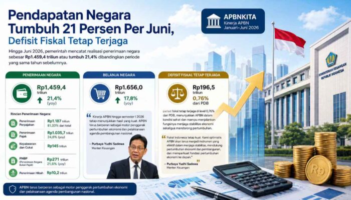 Pendapatan Negara Tumbuh 21 Persen Per Juni, Defisit Fiskal Tetap Terjaga
