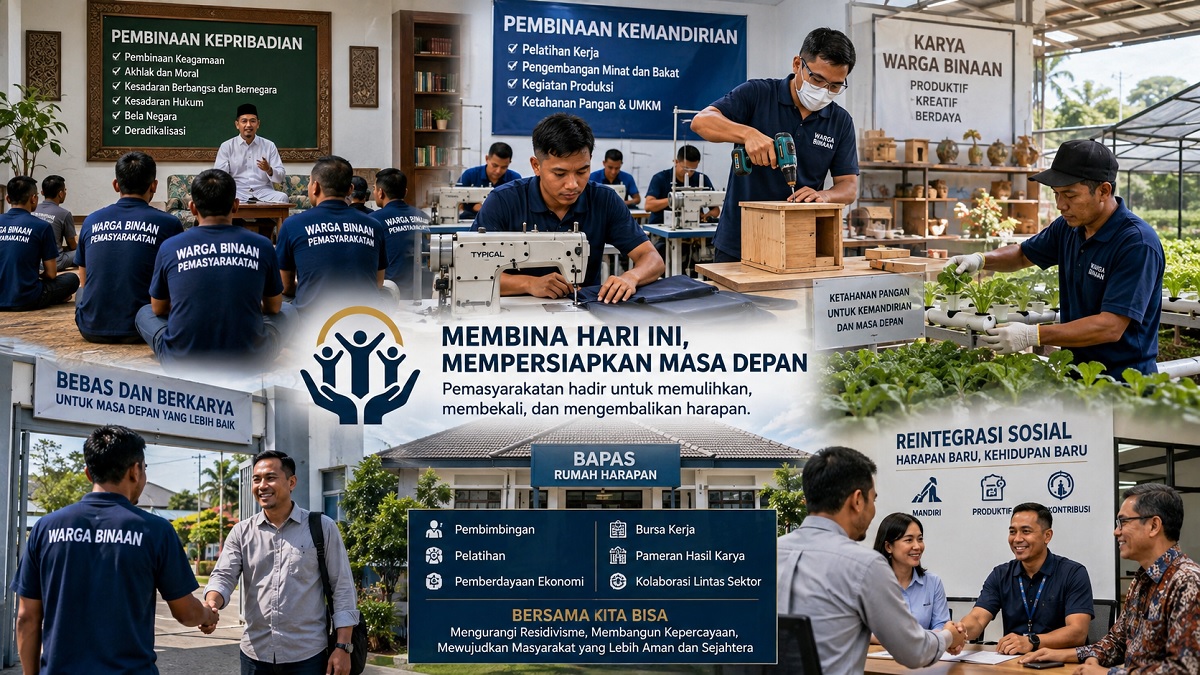 Ilustrasi pembinaan di badan pemasyarakatan. (dibuat dengan ChatGPT)