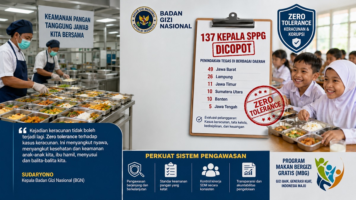 Ilustrasi BGN pecat 137 Kepala SPPG. (dibuat dengan ChatGPT)