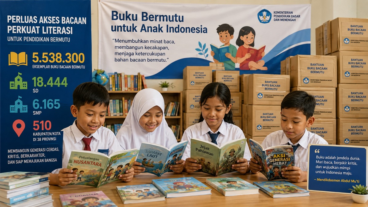Ilustrasi bantuan buku dari pemerintah. (dok. istimewa)