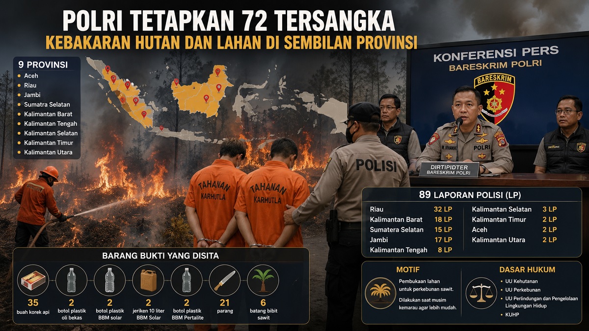 Ilustrasi penangkapan tersangka pembakaran hutan di sembilan provinsi. (dok. istiemewa)