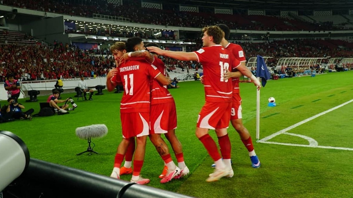 Selebrasi pemain Timnas Indonesia usai lesatkan gol ke gawang Singapura di FIFA ASEAN Cup 2026. (dok. istimewa)
