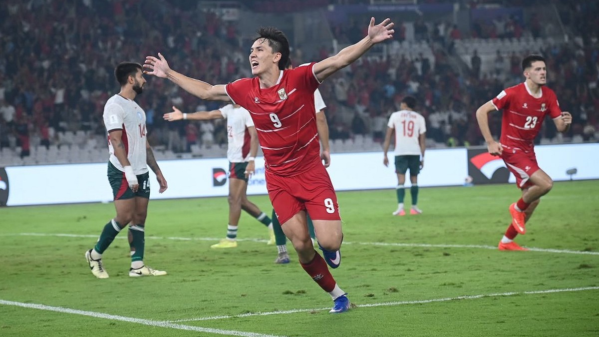 Selebrasi Mitchel Baker usai melesatkan gol ke gawang Bangladesh. (dok. istimewa)
